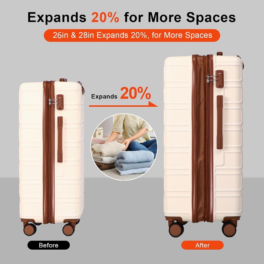 مجموعة حقائب سفر مكونة من 4 قط - مراجعة Expandable Hard Shell Luggage Set وسعره