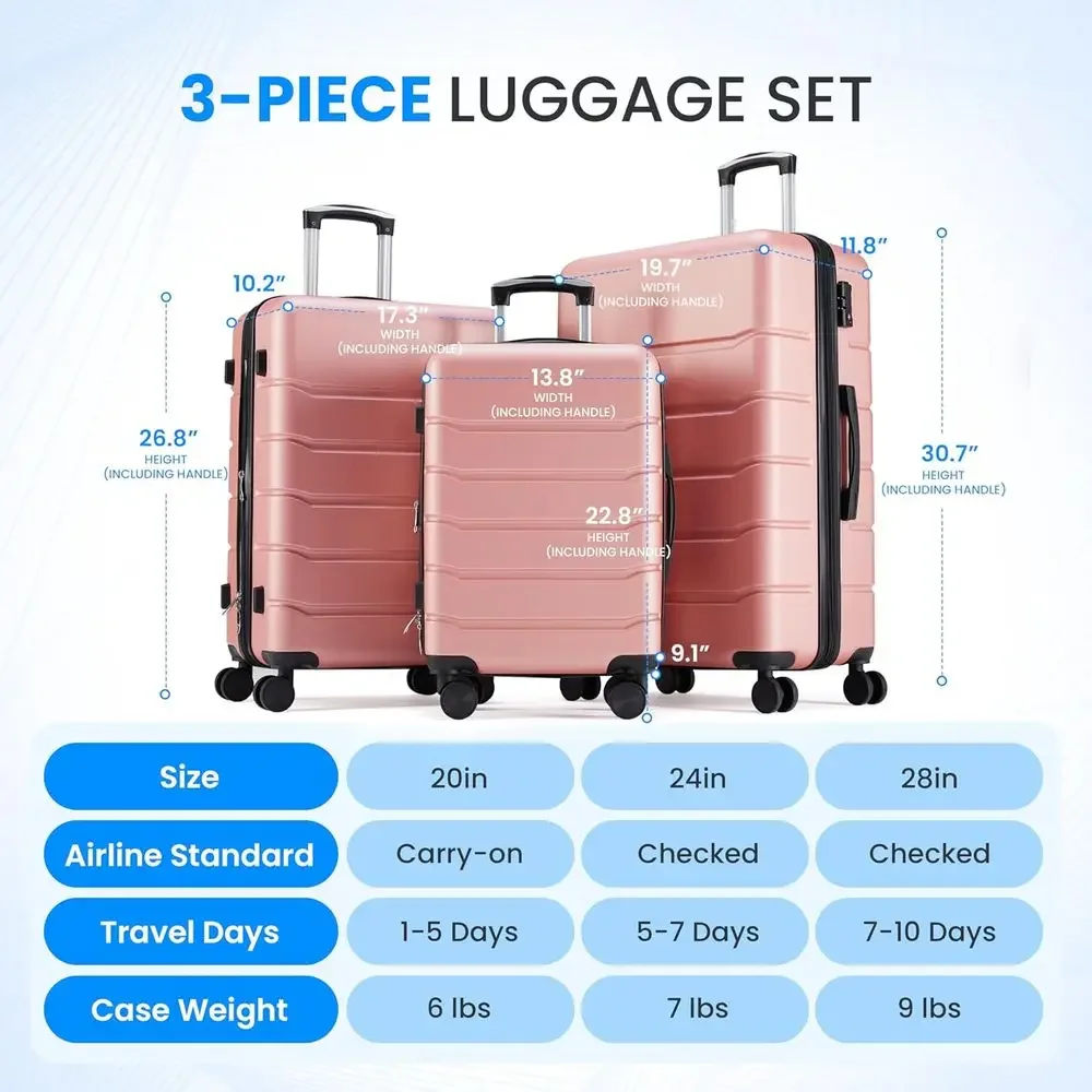 مجموعة حقائب سفر كبيرة من 3 قط - مراجعة Expandable Hard Shell Luggage Set وسعره