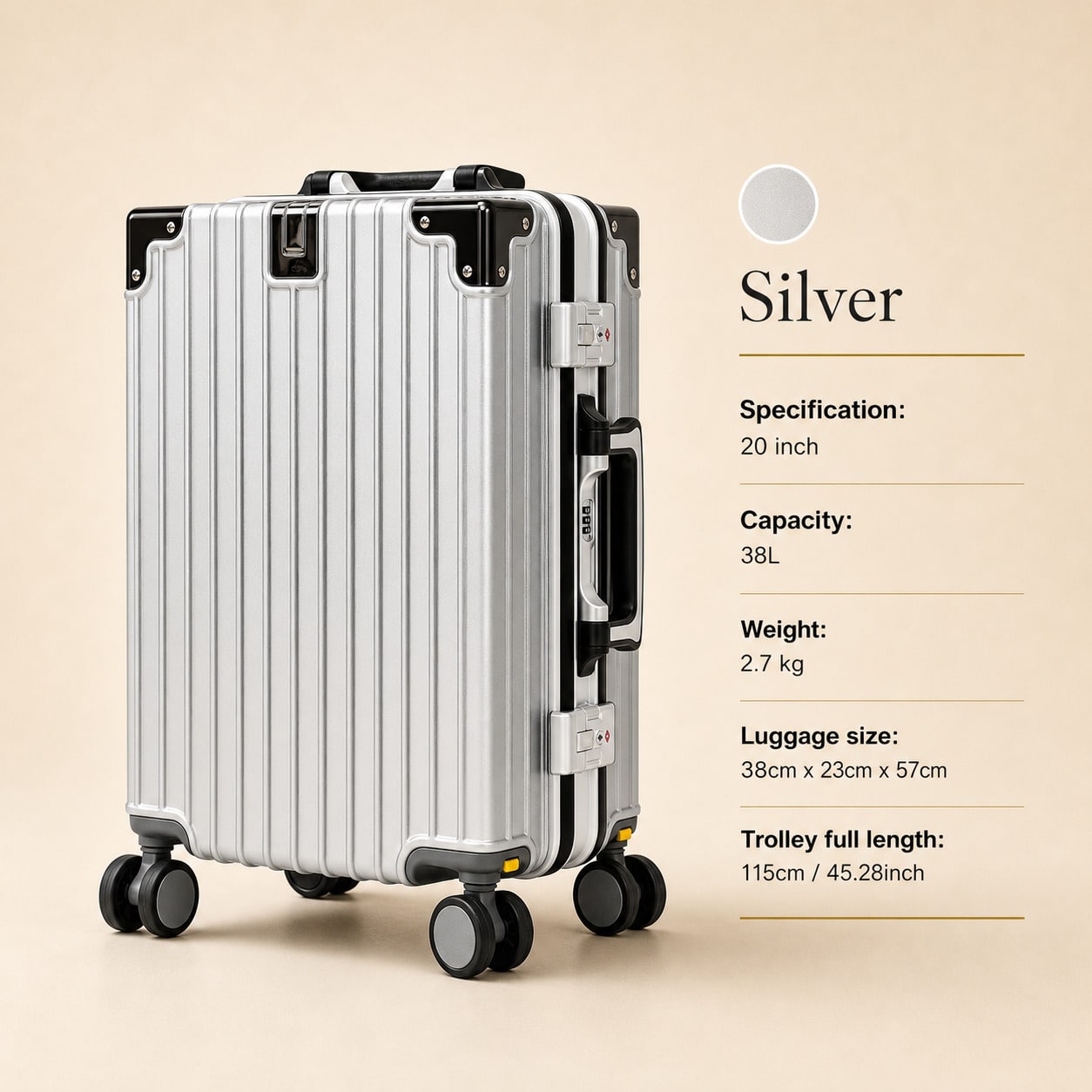 حقيبة سفر بحجم 20 بوصة، معتمدة - مراجعة Aluminum Frame Carry On Luggage وسعره