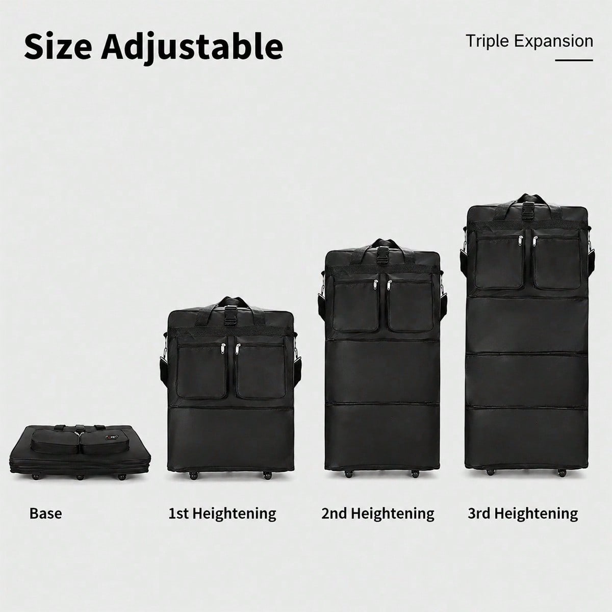 حقيبة سفر سوداء بعجلات، قابلة  - مراجعة Foldable Rolling Luggage Bag وسعره
